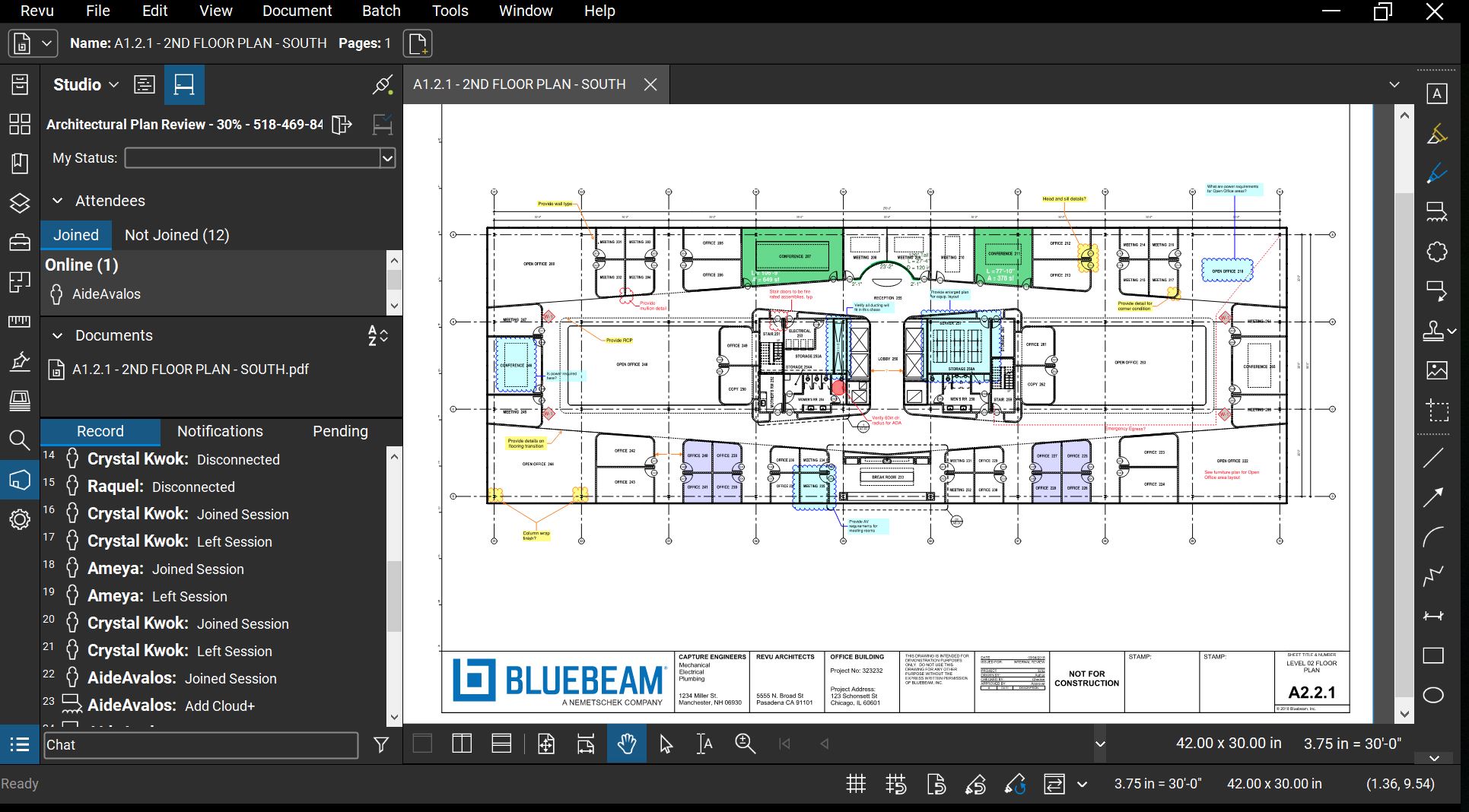 screenshot of Bluebeam Revu